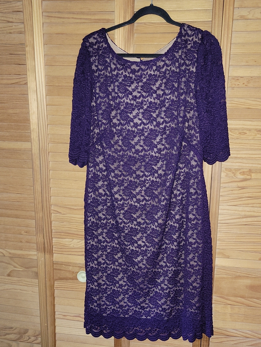 Roz & Ali Purple and Nude Lace Dress Size 14